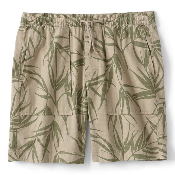 NWT Lands' End Men Khaki Palm Unlined Volleyball Shorts Beach Size XXL $60 FF269 - Picture 4 of 4